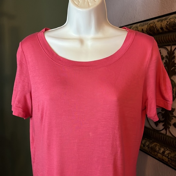 Armani Collection | Short Sleeve Cashmere Blend Coral Tee Sz 10 - Picture 2 of 10